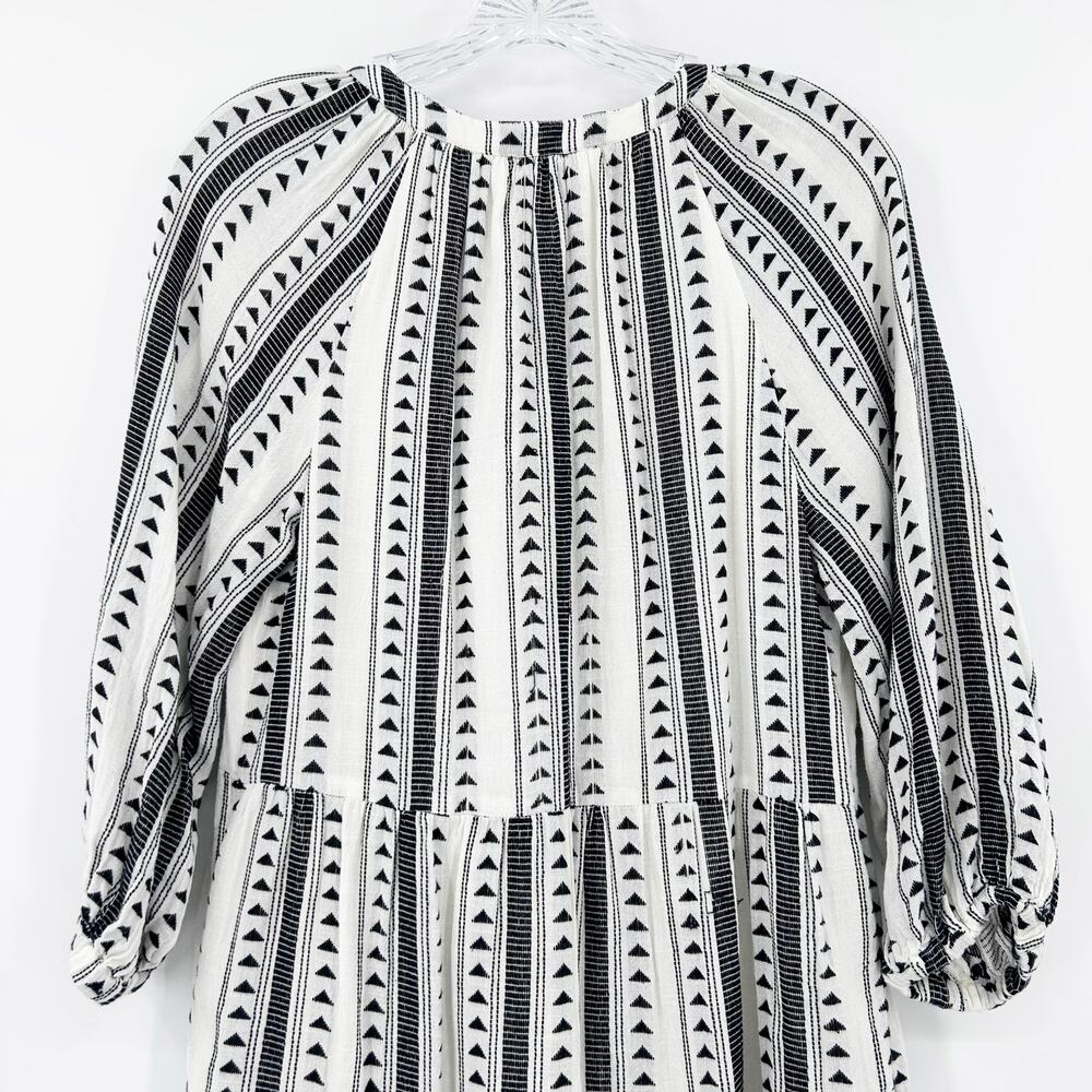 Evereve Carolina Black & Ivory Aztec Stripe Tiered Mini Dress Womens Size XS - Picture 11 of 12